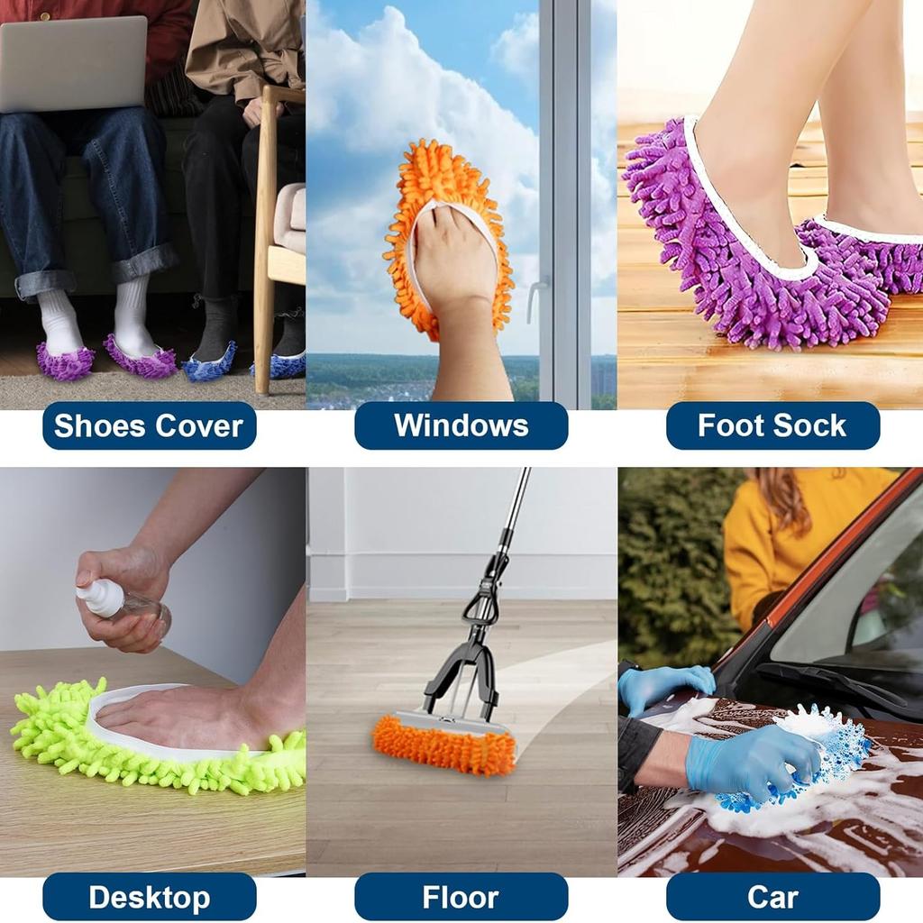 2/10pcs Multifunction Slippers Covers Reusable Lazy Mop Cloths Shoes Foot Dust Protectors for Household Cleaning Tools Mop Heads