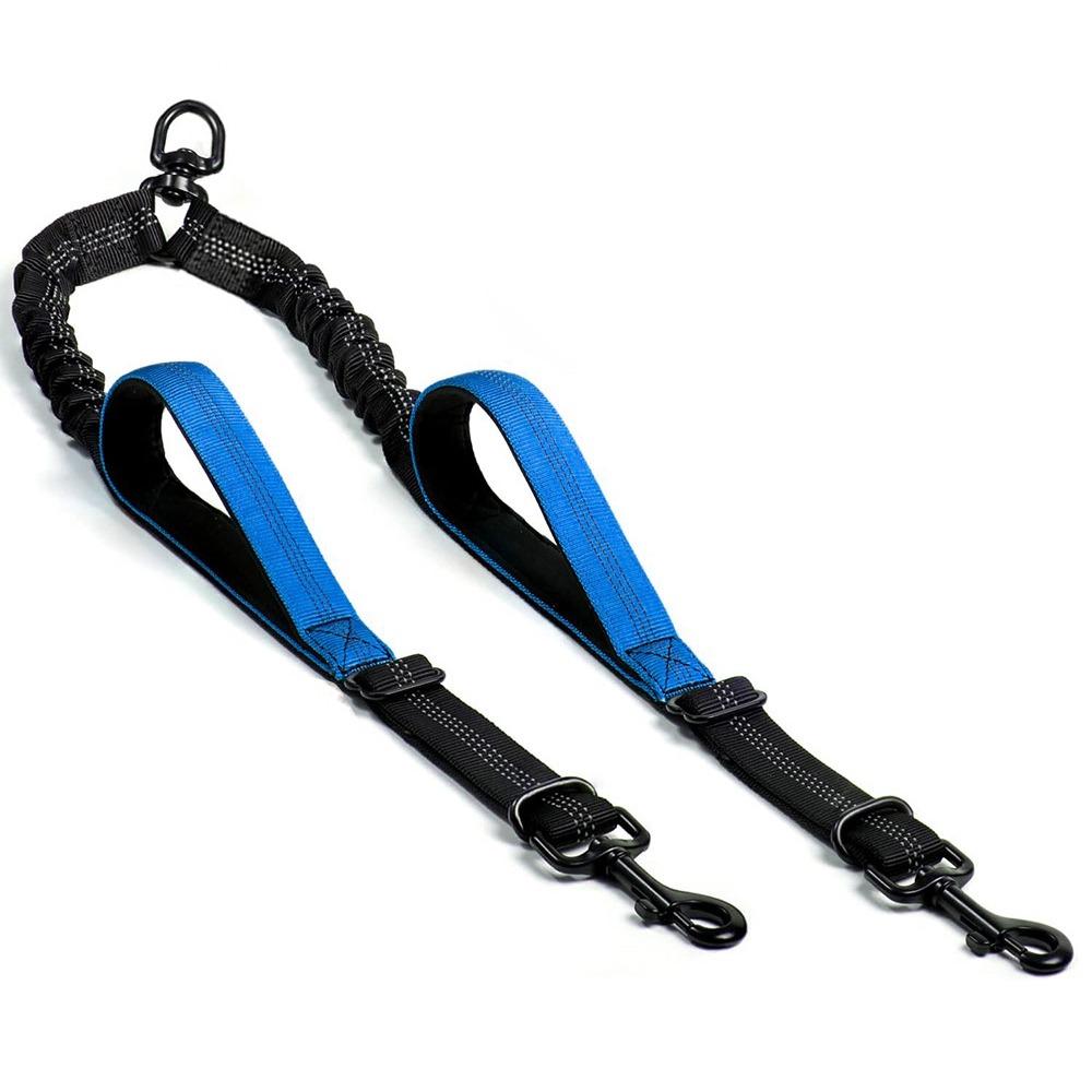 No-Pull Design Double Head Pet Rope No-Tangle Two Dog Lead Rope Portable Dual Dog Leash Small Dogs темно-синий