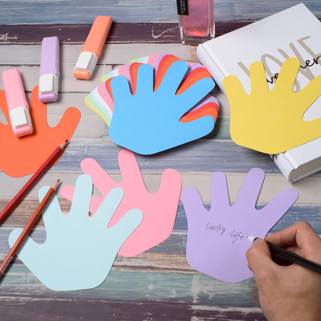 72 Pieces Hand Cutouts Paper Hand Shape Cut-Outs Assorted Color Handprint Shape Cutouts Blank Creative Paper Cutouts for Kids DIY Craft Art Project