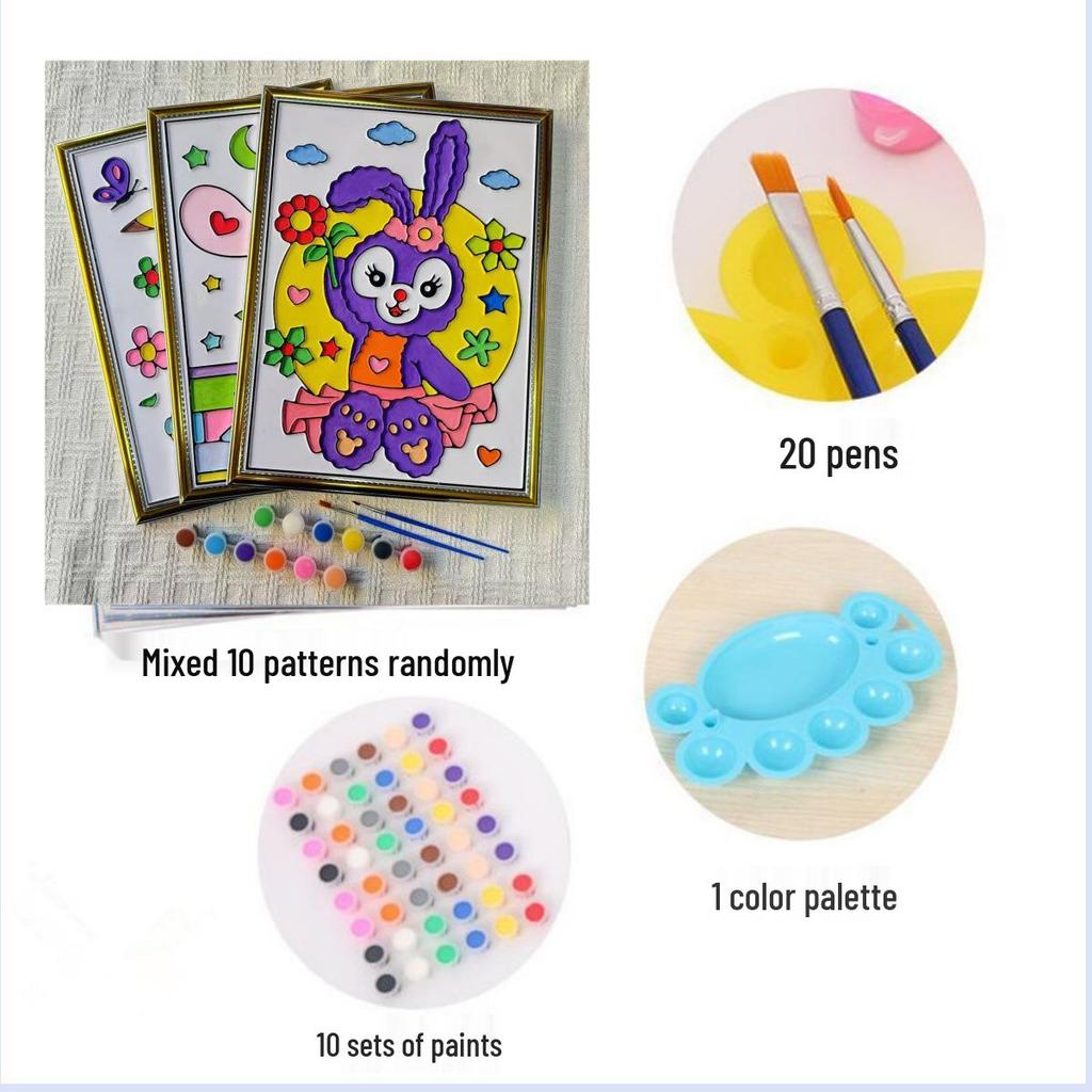 DIY 3D Embossed Graffiti Painting Set for Kids with Folding Easel
