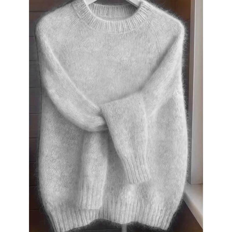 French-Style Round-Neck Sweater, Soft and Cozy, Elegant Design, Perfect for Spring and Autumn Commuting and Outings