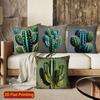 2D Set Of 4 Cactus Themed Decorative Pillow Covers Pattern Cushion Cover Suitable For Sofa Bedroom Car Pillow Cover
