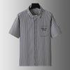 Dibinze Men's Plus Size Striped Short Sleeve Casual Shirt