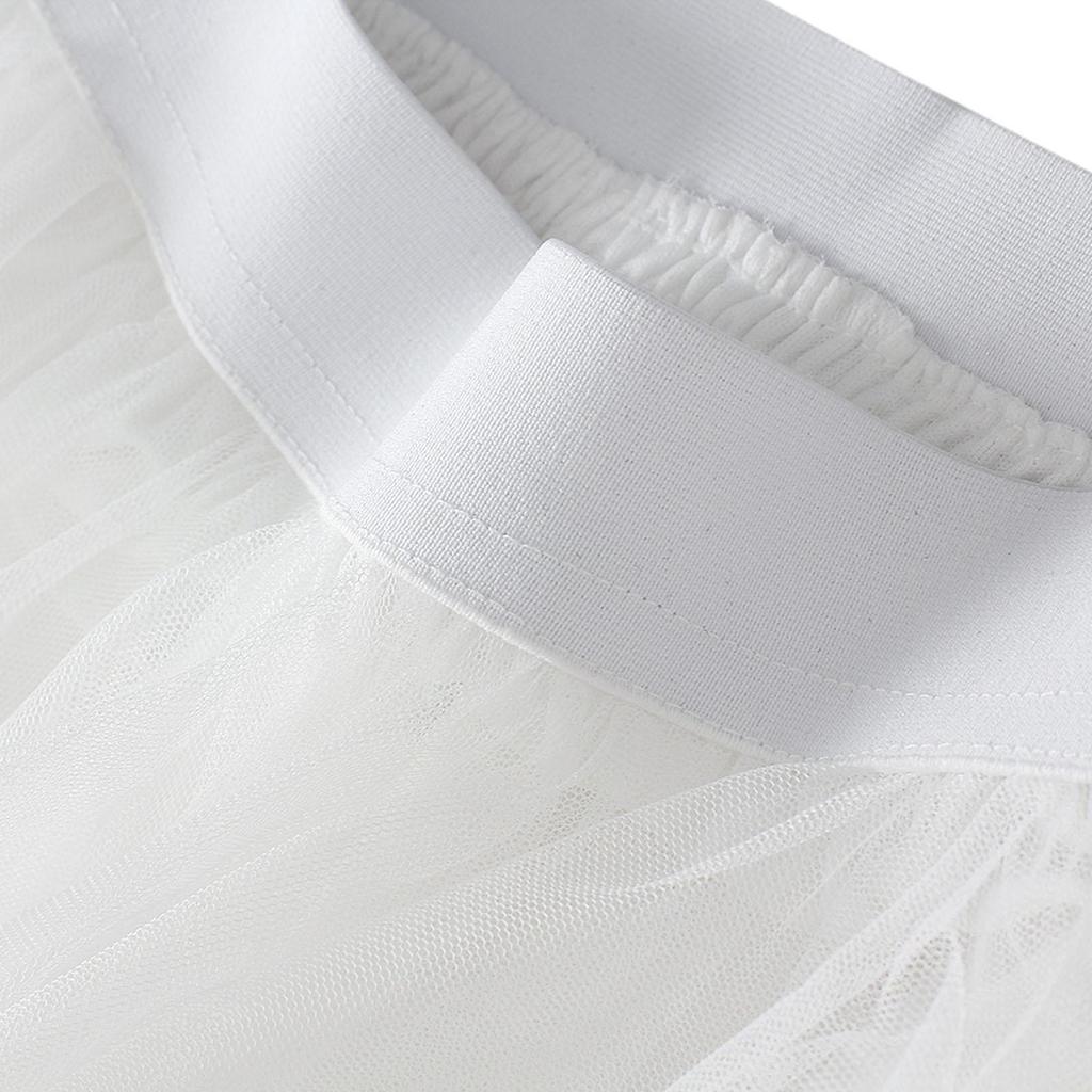 Gonna alla moda sexy da donna in rete a tinta unita, gonna a bolle irregolare in tulle elastico, vita quotidiana e vacanza