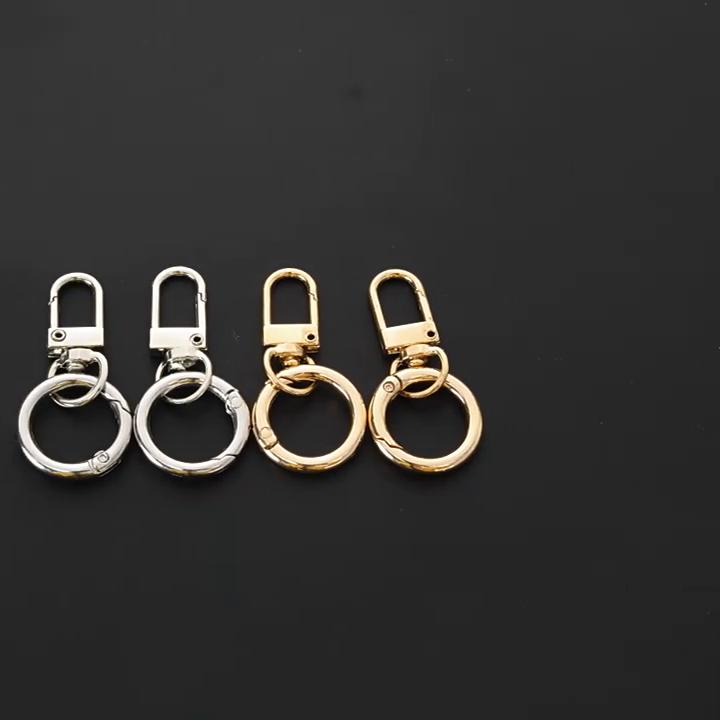 1pcs Zinc-Alloy Keychain Hook with Key Ring Bag Clip Hook with Spring Ring for Lanyard Making DIY Crafts Keychain