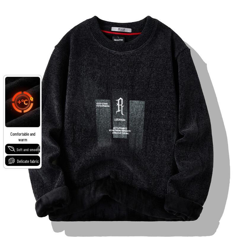 SNOWFLYING Men s Fleece Lined Round Neck Pullover Sweater 2XL
