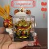 2-inch Gold Solar Lucky Cat Ornament for Car Consoles & Cake Baking