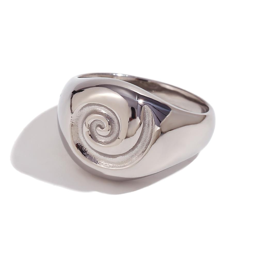 

MamacitaSlay Unique Fingerprint Swirl Ripple Gold Silver Colour Rings Womens Stainless Steel Tarnish Free Jewelry Accessories 7