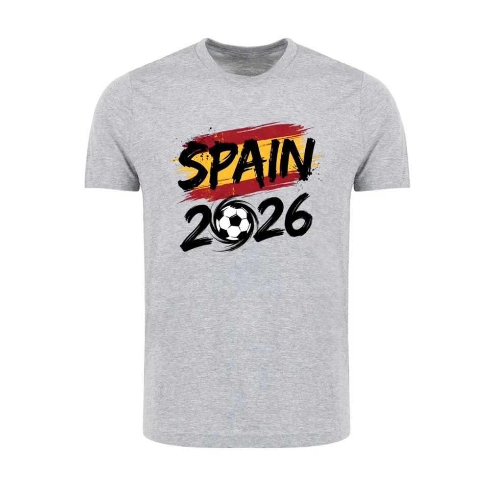 Spain 2026 Patriotic Soccer Fan T-Shirt Spanish Flag Inspired Print Shirt Men Crewneck Short Sleeve Soccer Part Supplies