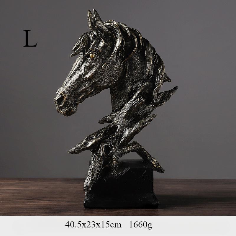 

Ретро Голова лошади Украшение для дома Гостиная Бокаж Офисный орнамент Смоляные поделки Украшения L чёрный