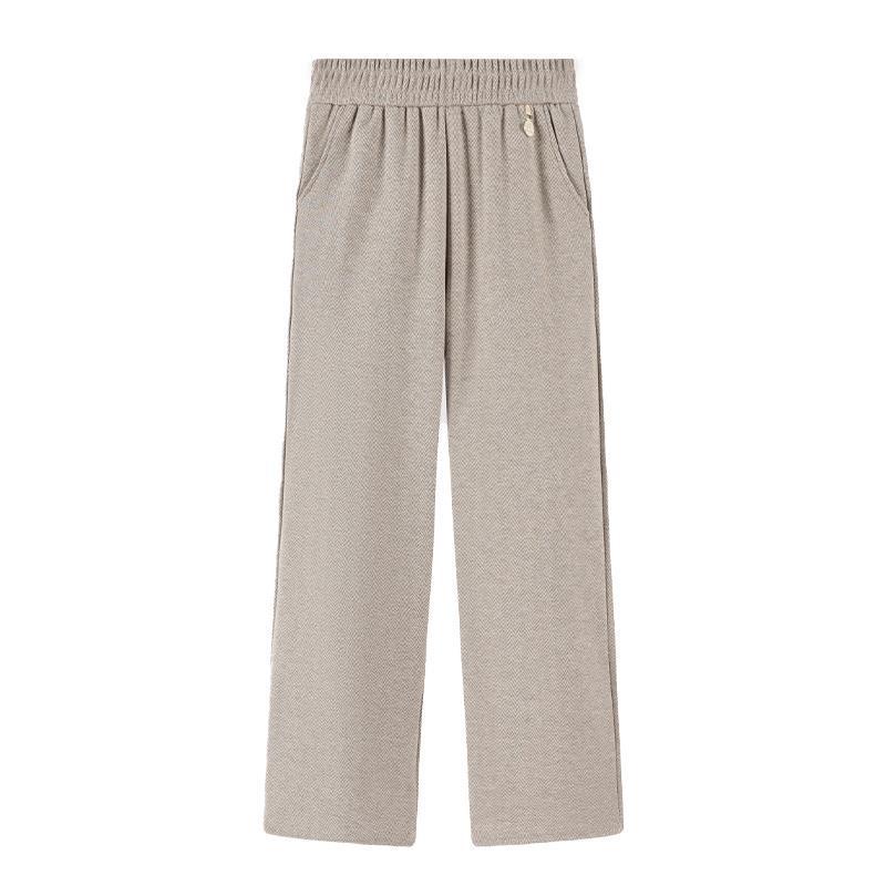 2024 Fashionable High-Waisted Woolen Pants for Middle-Aged & Elderly Women - Elastic Waist, Loose Fit, Plus Size for Autumn/Winter