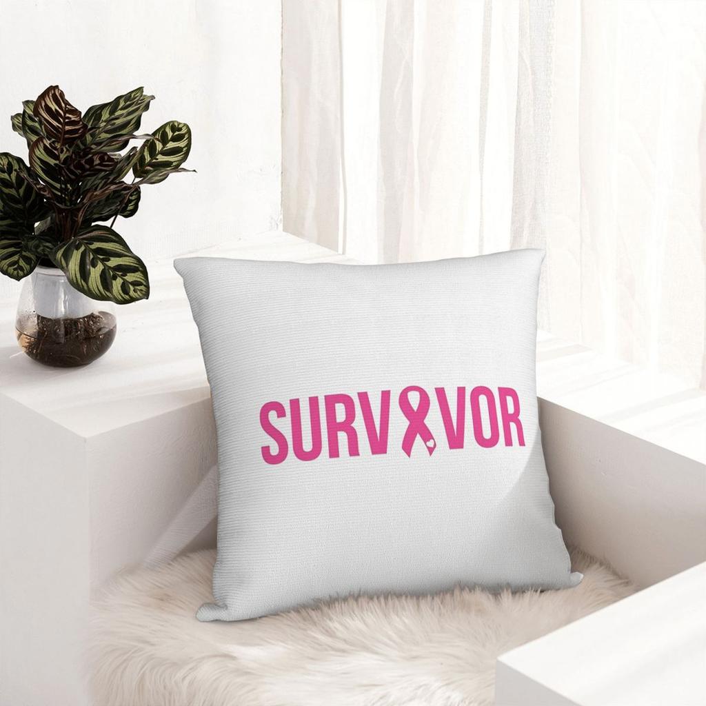 Breast Cancer Survivor Pillowcase Polyester Cushion Cover Decorations Throw Pillow Case Cover Home Square 18'