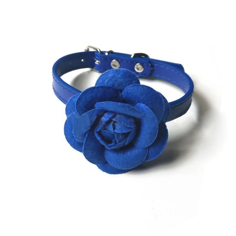 Rose Flower Leather Collar with Adjustable Buckle for Small Middle Dog Teddy Pet Supply