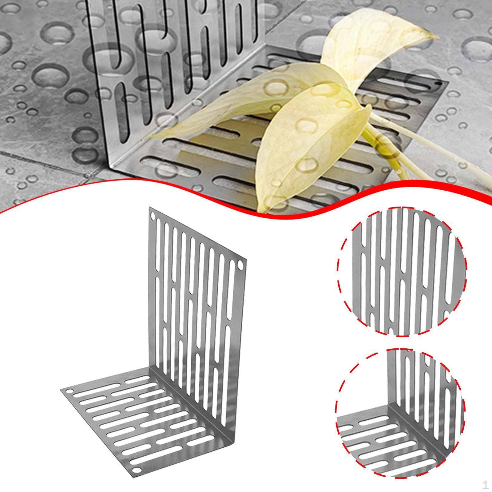 

Corner Floor Drain Drainage Grate Sturdy Efficient Stainless L Shaped for Bathroom Restroom 12.5cmx8cmx14cm