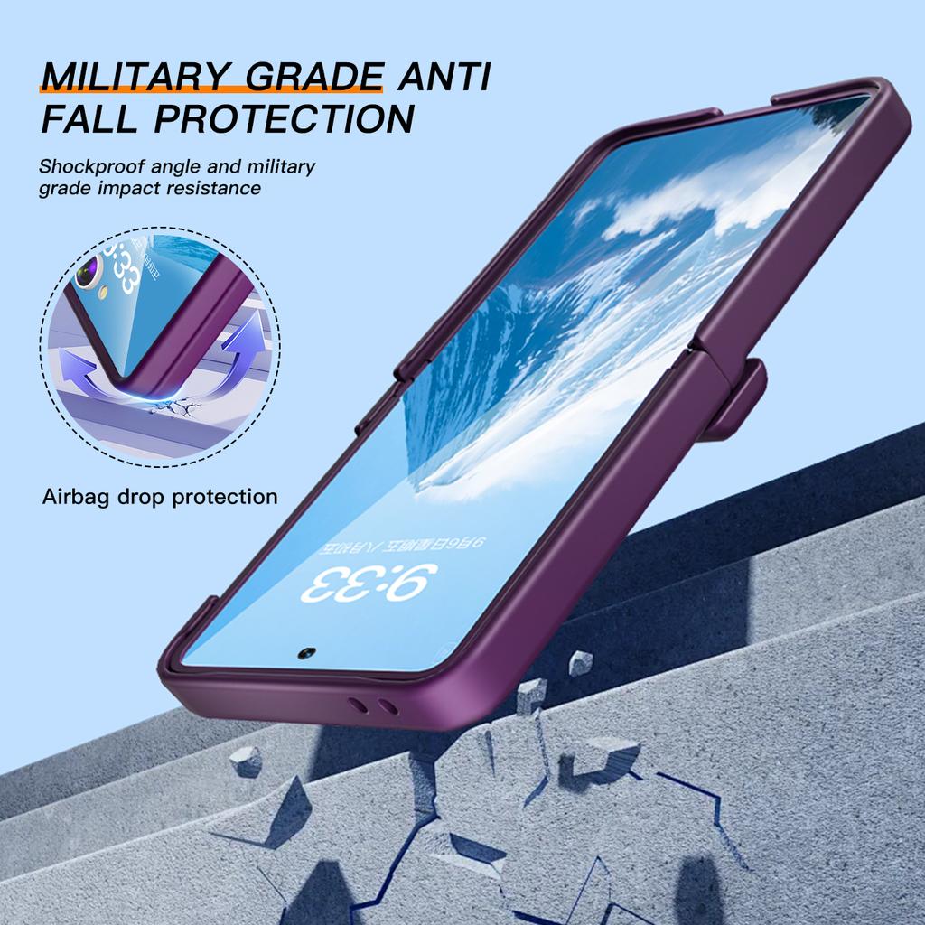 For Samsung Galaxy Z Flip7 5G Case Hinge Protection Hard PC Phone Cover Built-In Screen Film