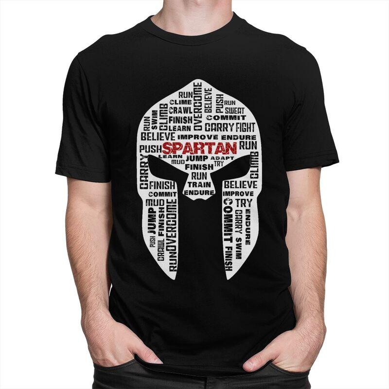 Custom Spartan Race Helmet Tshirt for Men Short Sleeves T Shirt Fashion Sparta Spirit Tshirts Loose Fit Pure Cotton Tees Gift