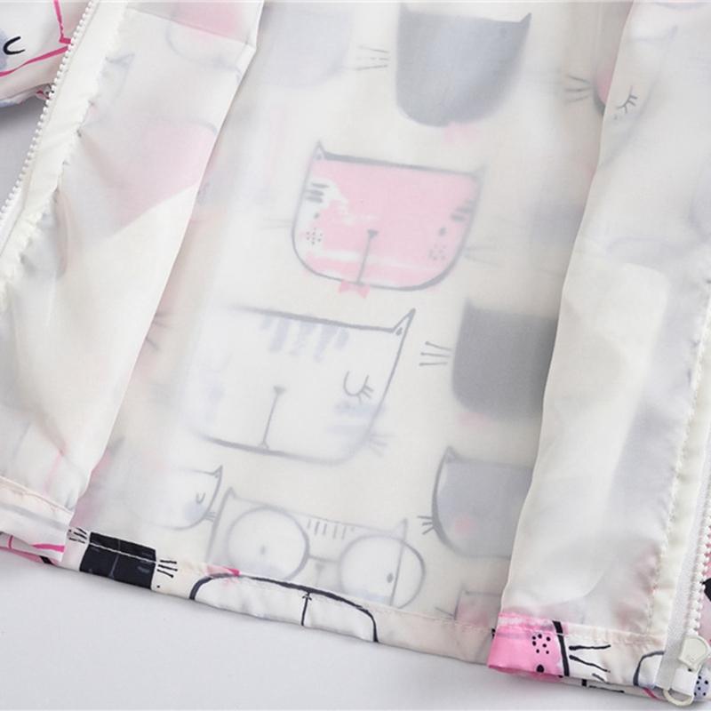 2-9 Years Kids Spring Autumn Thin Hooded Coat Printed Zipper Outwear