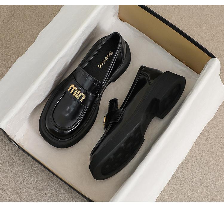 

Туфли на платформе женские новые одинарные туфли черные туфли женские туфли студенческие универсальные маленькие кожаные туфли 40 standard code чёрный