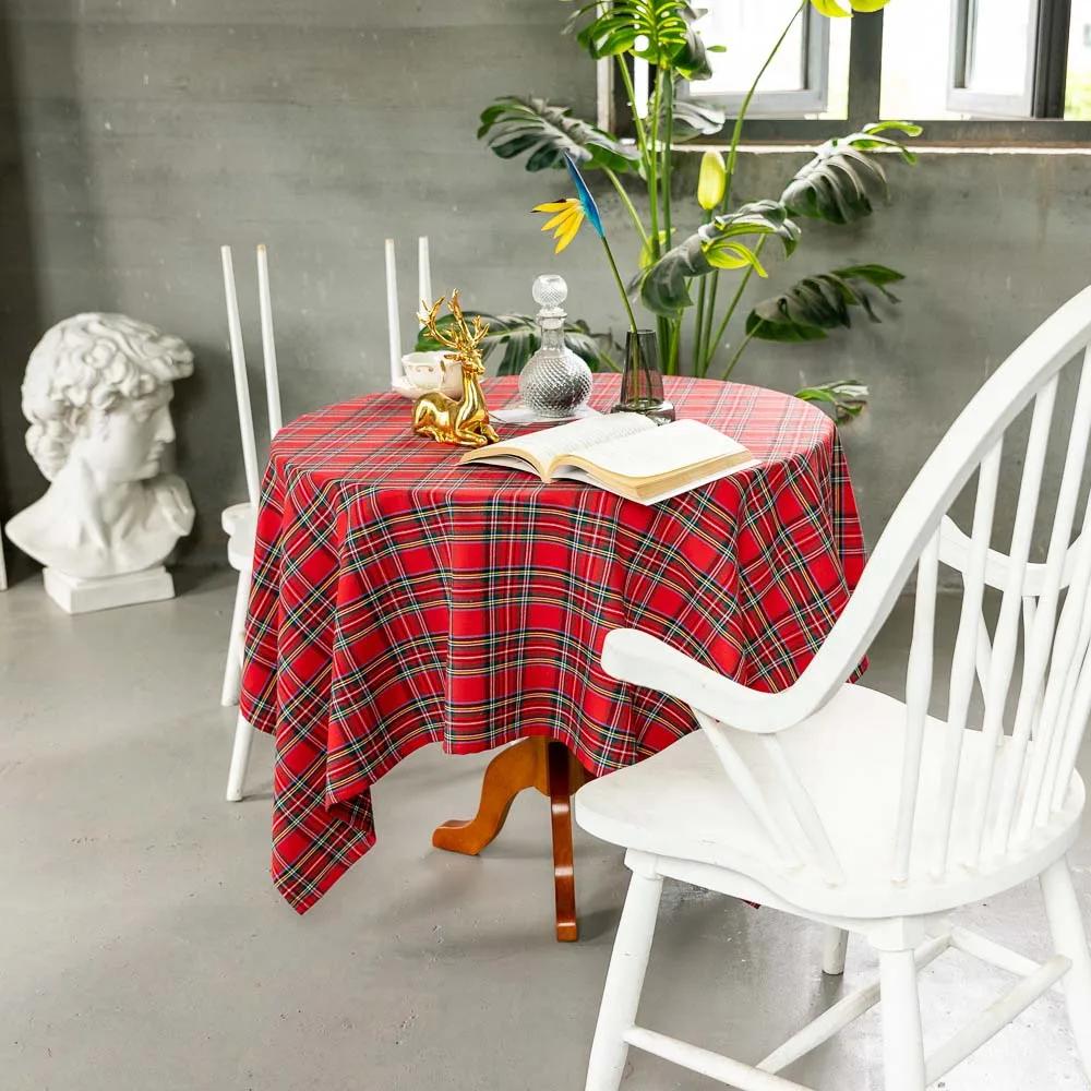 Plaid Tablecloth Christmas Red Green Rectangle Party Table Cloth Vintage Dining Table Cover for Home Living Room Xmas Decoration