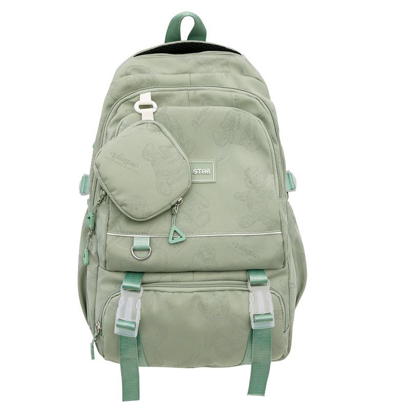 

Рюкзак школьный женский с принтом медведя, большой емкости зелёный