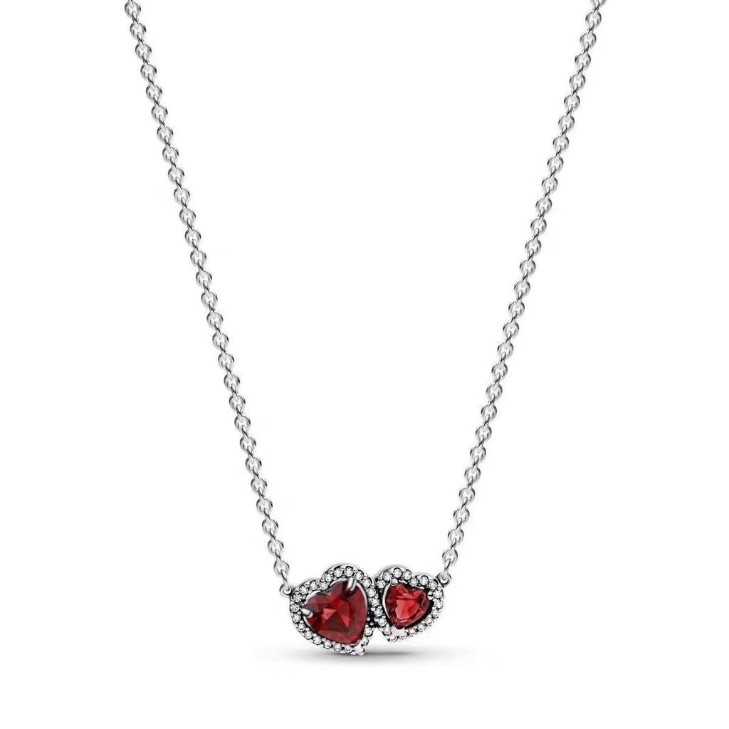 Elegant Heart-Shaped White Copper-Plated Silver Necklace for Women - Stitch's Noble Heart Clavicle Chain