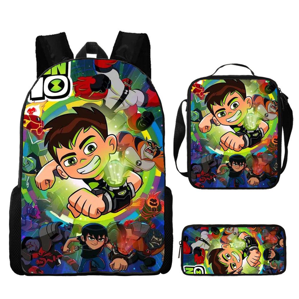 Less Hacker Backpack Ben 10 Student School Bag Anime Cartoon Backpack Lunch Bag Satchel Pencil Case