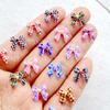 50Pcs Cute Mini Colorful Grid Bow Nail Art Resin Designer Charms DIY Craft For Nail 3D Decorations Jewelry