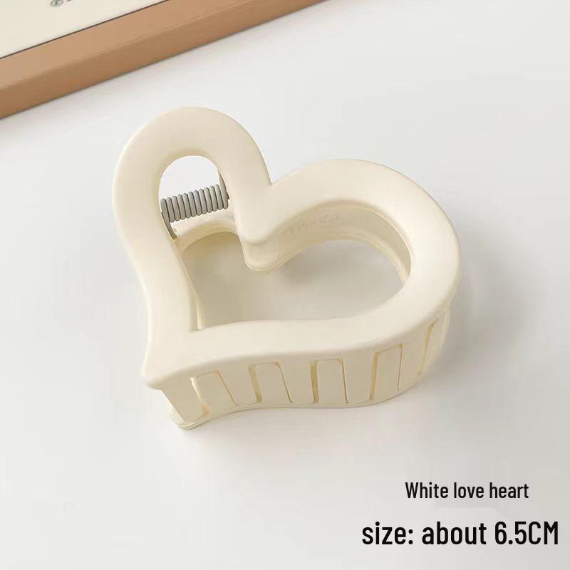

2024 Простая матовая заколка-краб для волос в форме сердца для женщин - Стильный аксессуар для прически грязно-белый