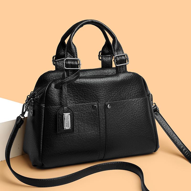 Bolsa Tote Grande Capacidade PU Feminina Multicompartimentos para o Dia a Dia Ombro Transversal