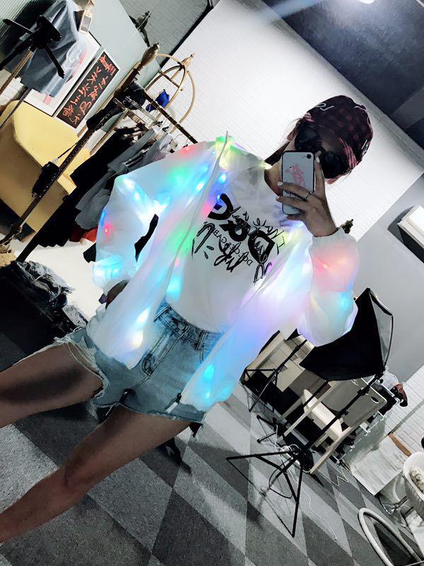TikTok Style 611: Colorful LED Luminous Flashing Casual Jacket In Stock