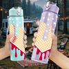 1PC Dripping Baseball Stitch Artwork 750ml Color Plastic Water Bottle Leakproof Flip Straw Lid For Sports Office Home Use