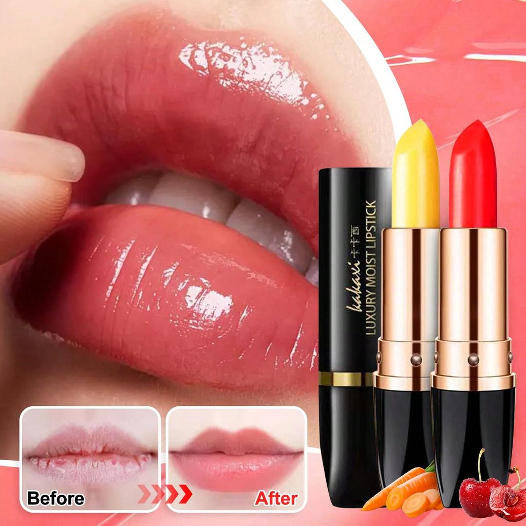 1pc Color-Changing Lip Balm, Moisturizing Lip Gloss, Lip Care, Carrot/Cherry Scent, Moisturizing, Lo