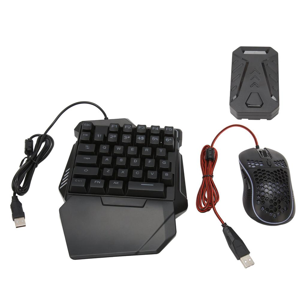 Keyboard and Mouse Converter Set Wired RGB Half Gaming Keyboard with Wired Mouse Converter Adapte Fo