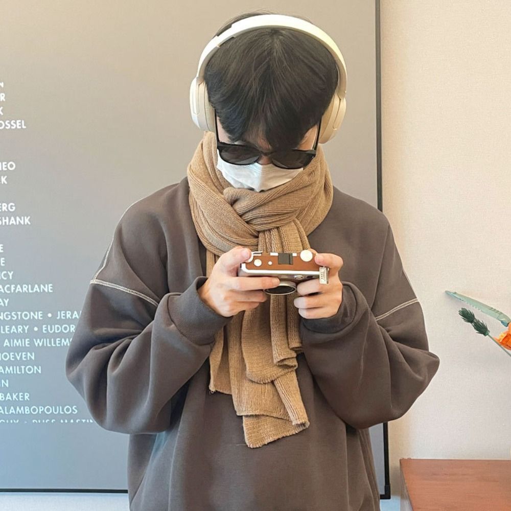 Simple Men Wool Scarf Solid Color Coldproof Scarf High Quality Winter Cashmere Scarf Males