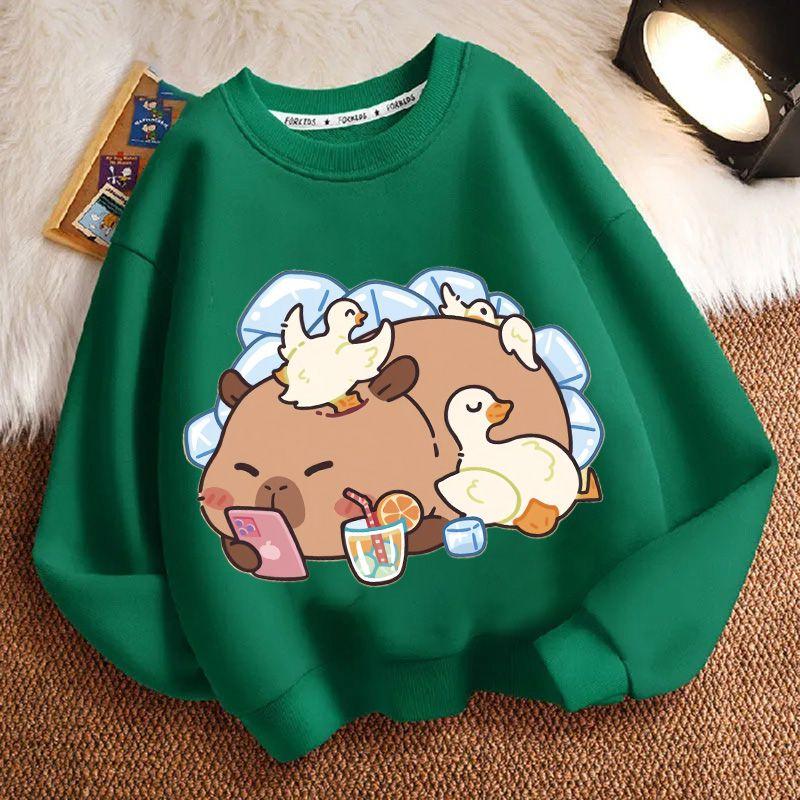 Niedlicher Capybara-Hoodie für Kinder, lässige langärmlige Jacke für Jungen und Mädchen Frühling und Herbst