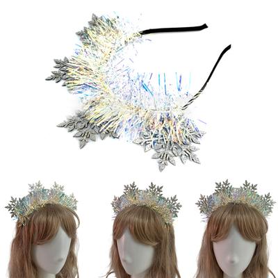 Adult Teens Tinsels Headband Snowflake Shape Hair Hoop Carnivals Party Headpiece Prom Party Cosplay Costume Props