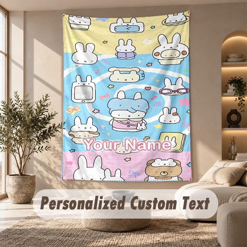 Miffy Tapestry, Personalized Custom Text, Wall Hanging Tapestry For Living Room Home Wall Decor