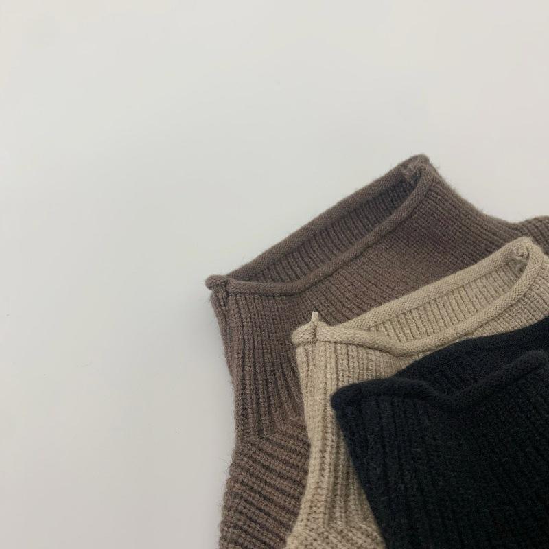 Koreański sweter dziecięcy w stylu Mori z wysokim dekoltem, luźny - Jednolity kolor, warstwa bazowa na wczesną wiosnę 2023