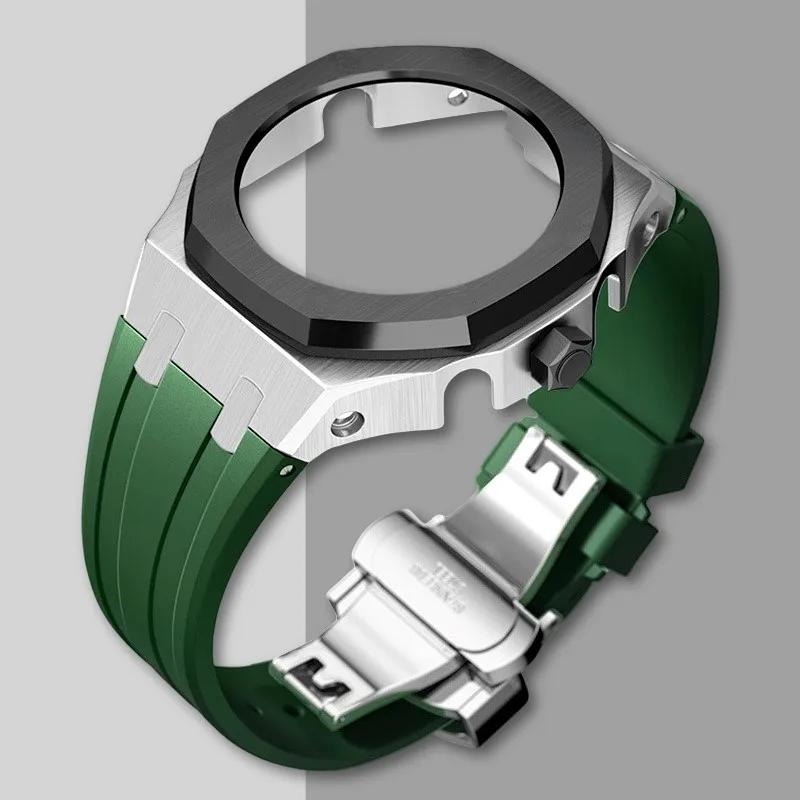 Ny Gen5 Casioak-fodral i rostfritt stål för G-Shock GA2100 Mod-kit Modifieringssats Metallram gummiband för GA2110 GAB2100