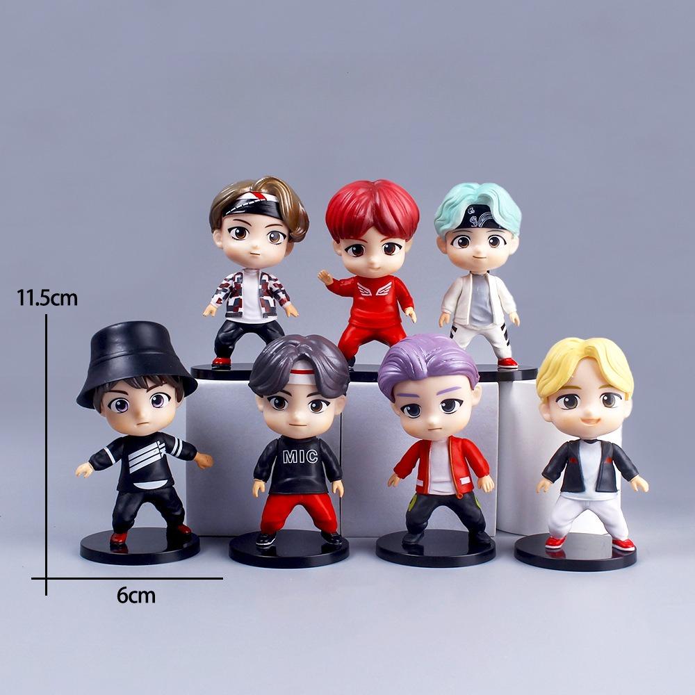 

Набор из 7 фигурок BTS в стиле мультфильма, Милые фигурки Bangtan Boys, Коллекционные куклы K-pop для фанатов ARMY, Декор для стола 1