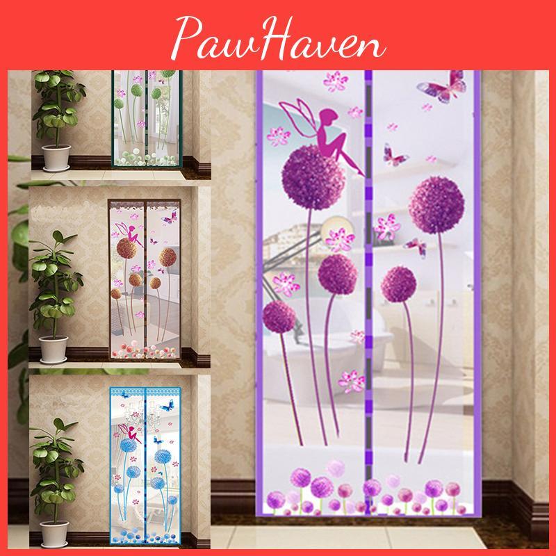 Chic Anti-mosquito Door Screen Featuring Dandelion Design And Magnetic Closure