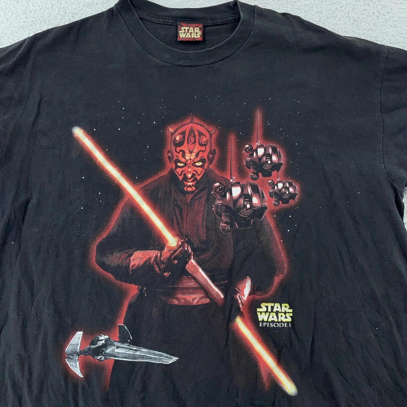 Vintage 90s Star Wars Episode One Darth Maul T-Shirt Large Black Sci Fi Movie M