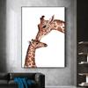 Funny Animal Family  Canvas Paintings Watercolor Cute Giraffe Posters and Print Wall Art for Living Room Wall Decoration Cuadros