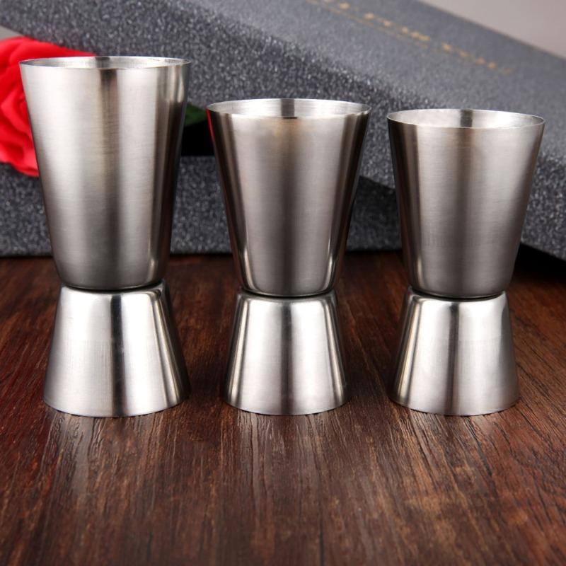 3pcs/set 15/30 20/40 25/50ml Stainless Steel Measuring Cups Party Wine Cocktail Shaker Double Tone Jigger Shot Drinks Rectification Mixed