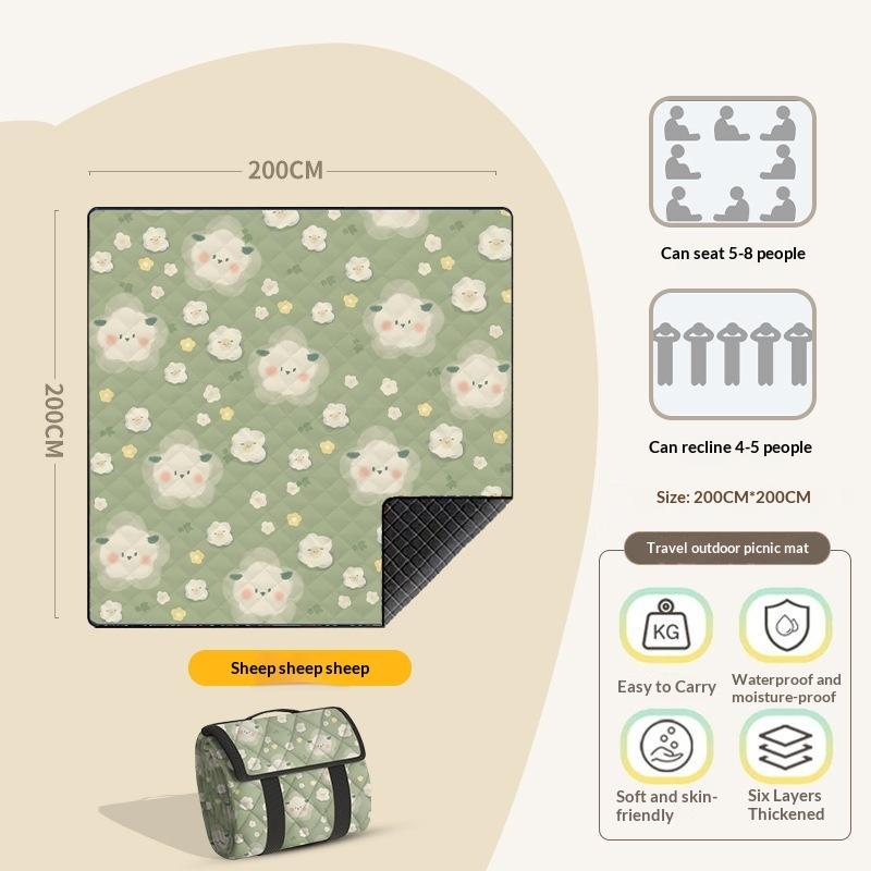 Thickened Ultrasonic Picnic Blanket Waterproof Foldable Extra Large Beach Camping Mat for Outdoor Family Picnic Music Festival