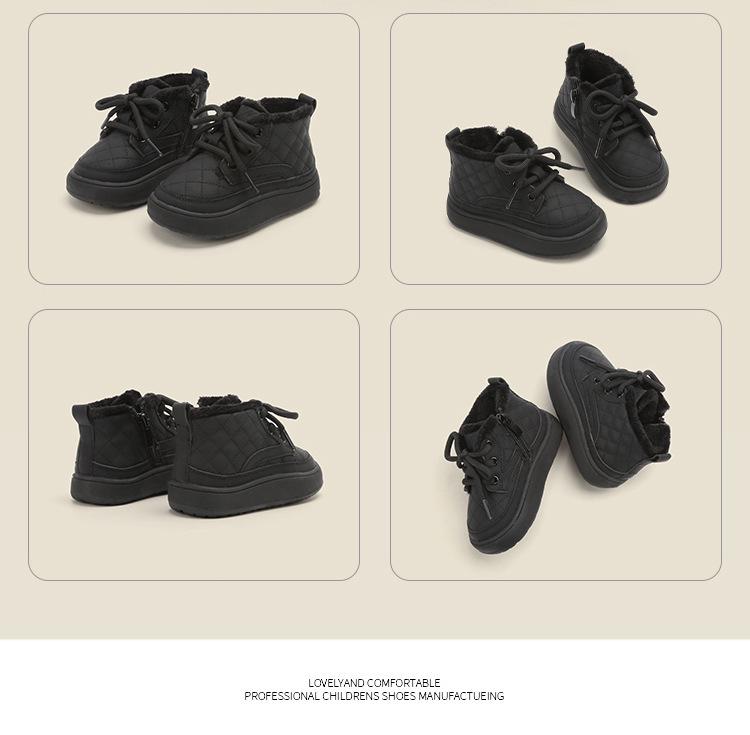 Korean Style Toddler Snow Boots with Plush Lining – Boys' and Girls' Winter Boots, Baby Walking Shoes, Short Leather Boots.