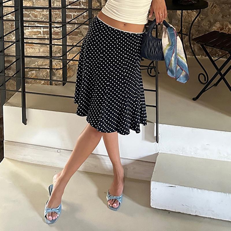 European & American Summer Fashion: New French Polka Dot Midi Fishtail Skirt