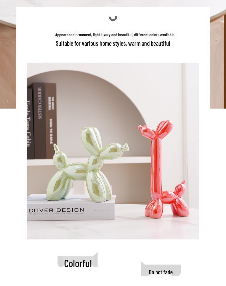 Nordic Luxury Ceramic Balloon Dog Ornament for Home Décor