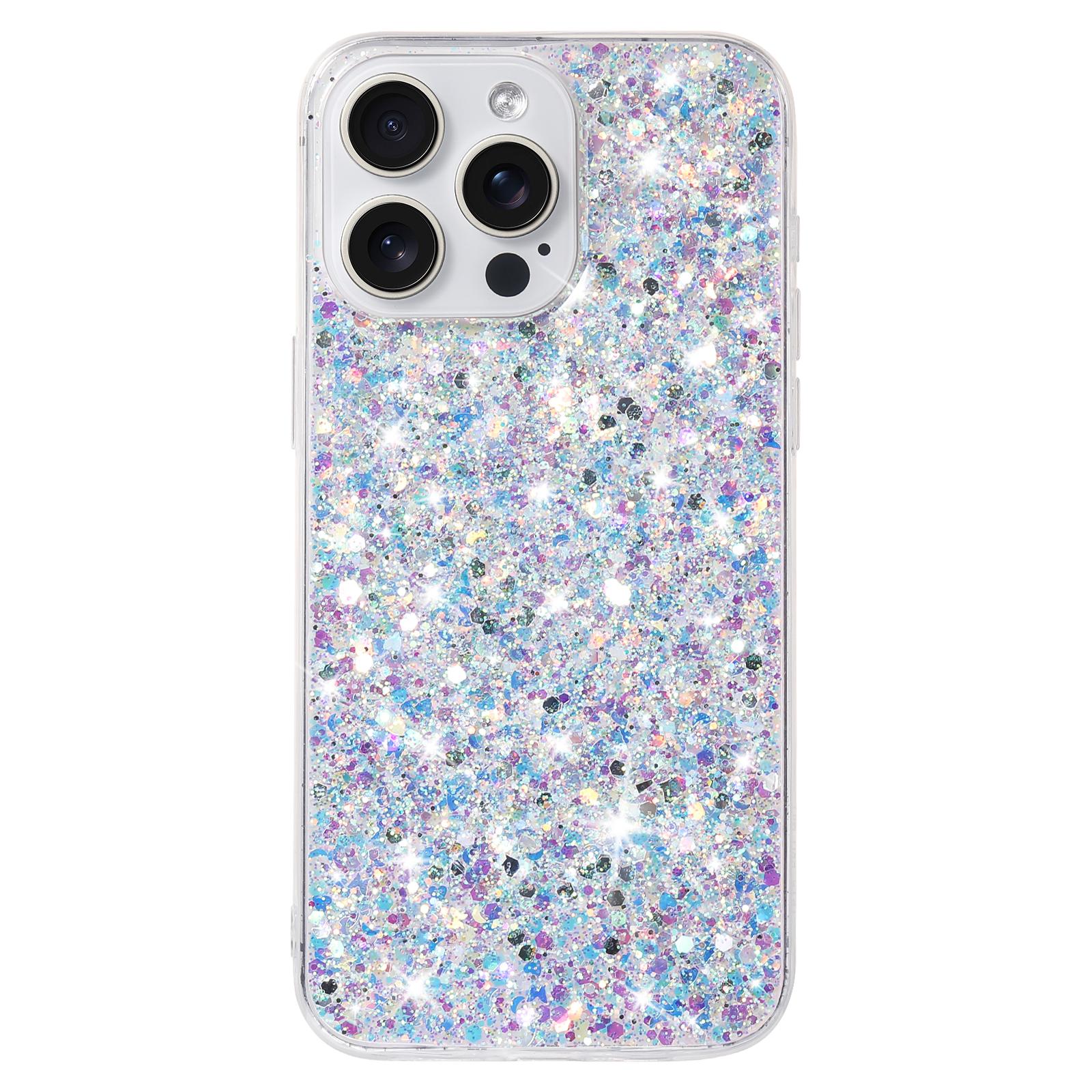 

For iPhone 13 Pro 6.1 inch Case Stylish Epoxy Glittery Anti-drop TPU Phone Cover White