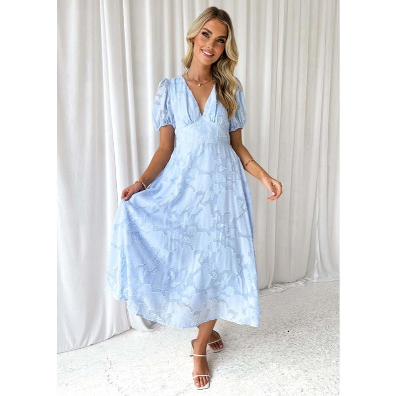 

Платье средней длины с высокой талией для женщин S светло-синий